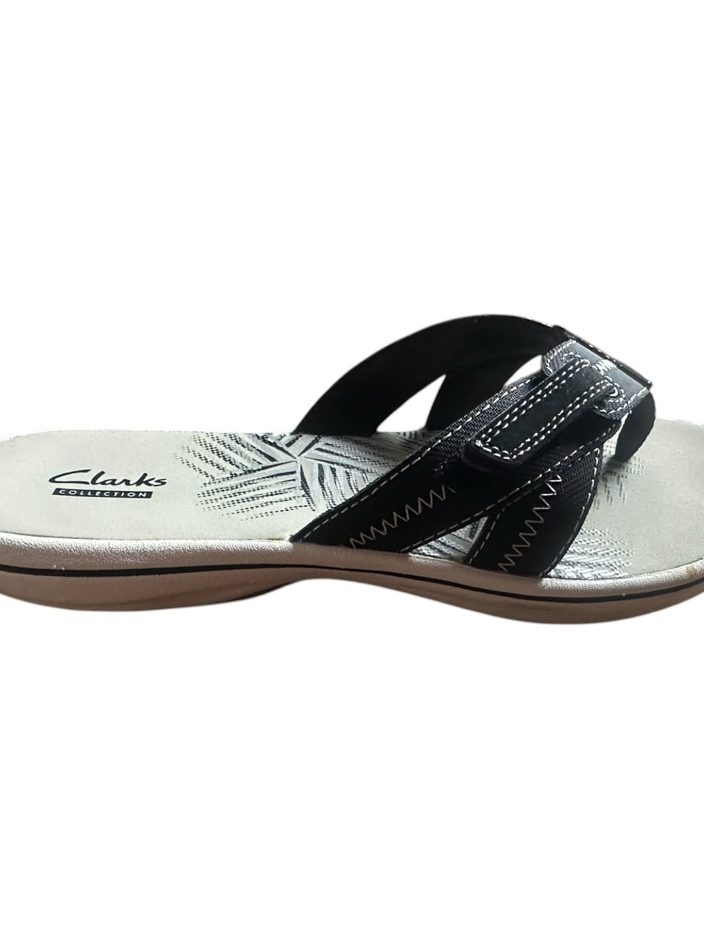 Clarks Women’s Brinkley Calm Sandals – Black/White Thong Style – Size 8M - Picture 5 of 11